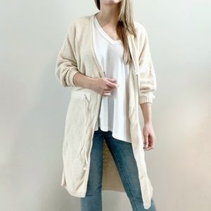 FREE PEOPLE Soul Sister Long Cream Cotton Zip Cardigan size Small